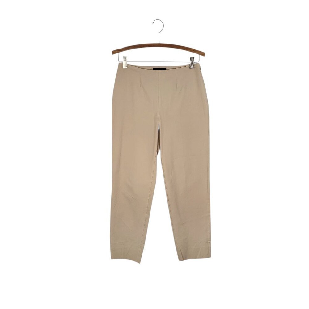 Piazza Sempione Audrey Pants Stretch Cotton Khaki Capri Slit Hem Size 42 US 8